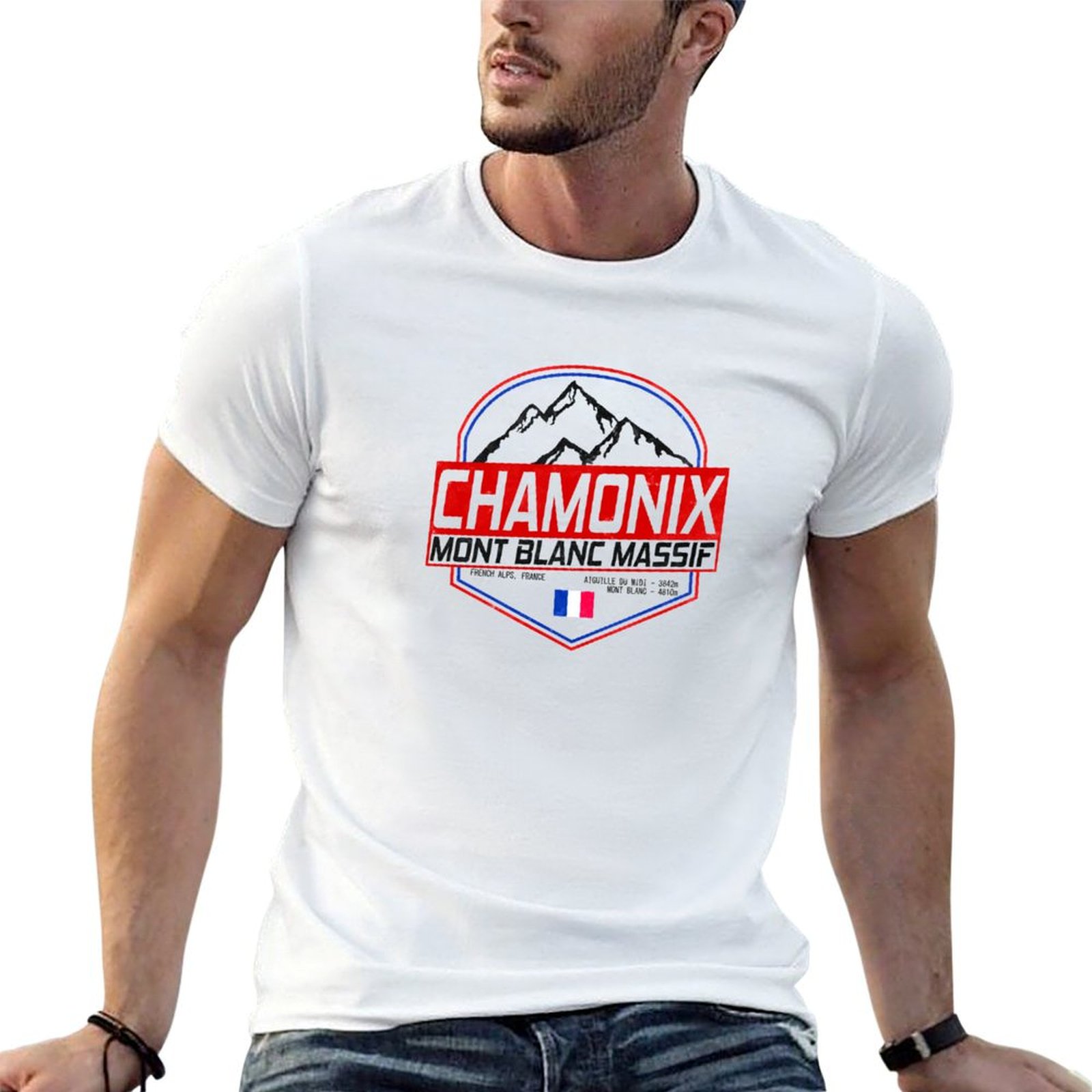 Mountain Biking France - T-shirt retrò Ski Chamonix Mont Blanc